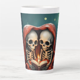 Caneca De Café Latte Magical winter moments, two skeletons