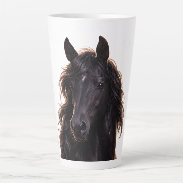 Caneca De Café Latte Magnificent Black Stallion (Frente)