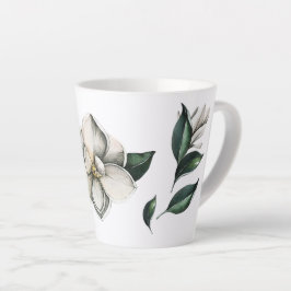 Caneca De Café Latte Magnolia Latão Botânico Contemporâneo