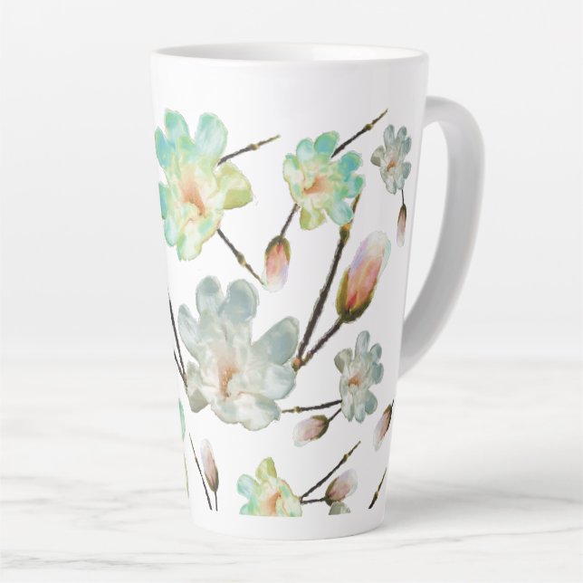 Caneca De Café Latte Magnolia Padrão Latte Mug (Ângulo direito)