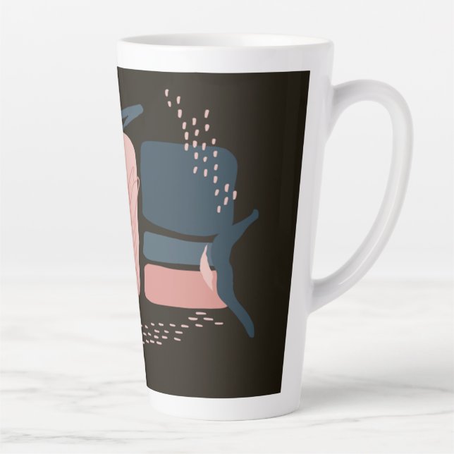 Caneca De Café Latte Magnolia Pink Bloom Abstrato minimamente (Direita)