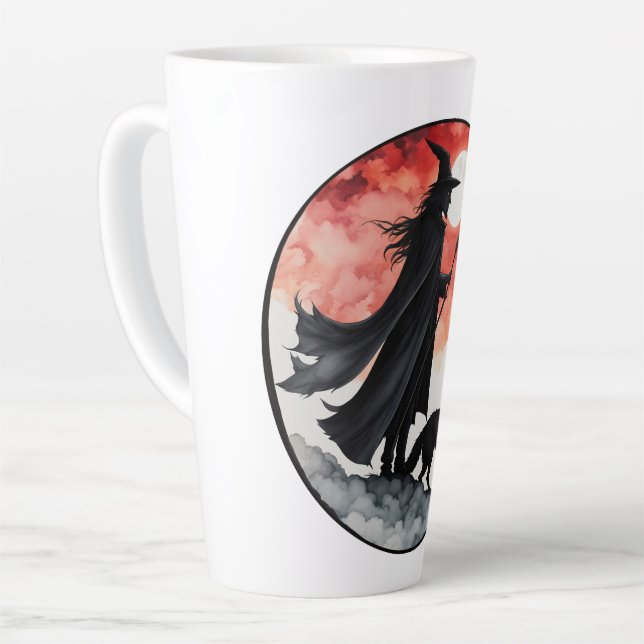 Caneca De Café Latte Mago com um Lobo - Diversão de Fã de Halloween 2 (Ângulo esquerdo)