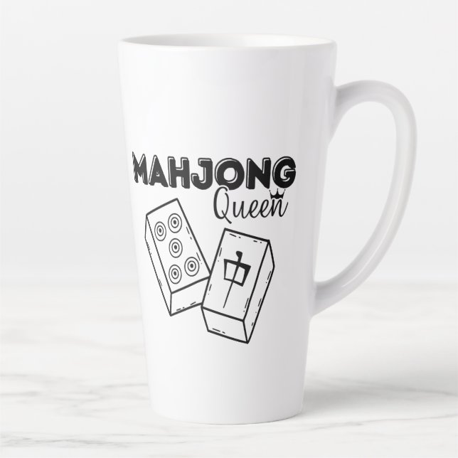 Caneca De Café Latte Mahjong Queen Latte Mug (Direita)