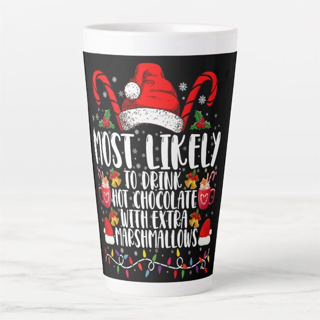 Caneca De Café Latte Mais Propenso a Beber Marshmallows de Chocolate Qu (Frente)