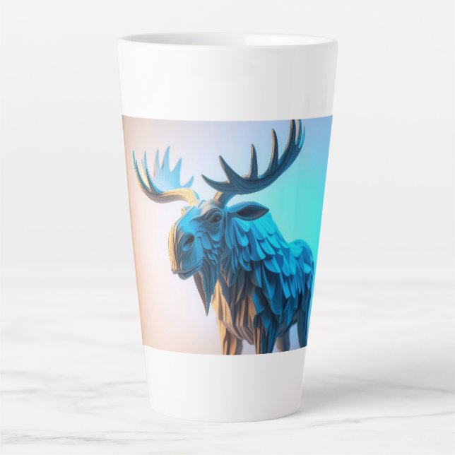 Caneca De Café Latte Majestade do Alce Azul (Frente)