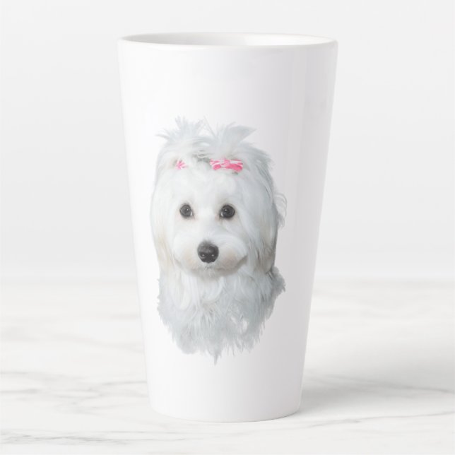 Caneca De Café Latte Maltês de Elegance Fluffy Beauty (Frente)