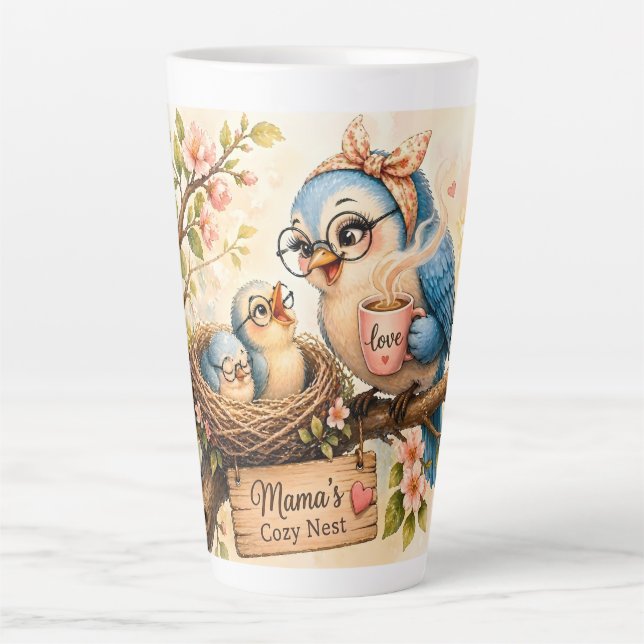 Caneca De Café Latte  Mama Bird Coffee Latte Mug (Frente)