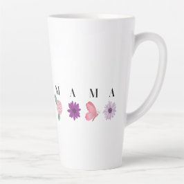 Caneca De Café Latte MAMA Floral Butterfly – Mother's Day Gift