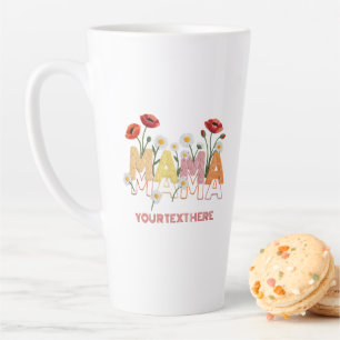 Caneca De Café Latte Mama Floral Dia das Mães Nome Personalizado Papoul