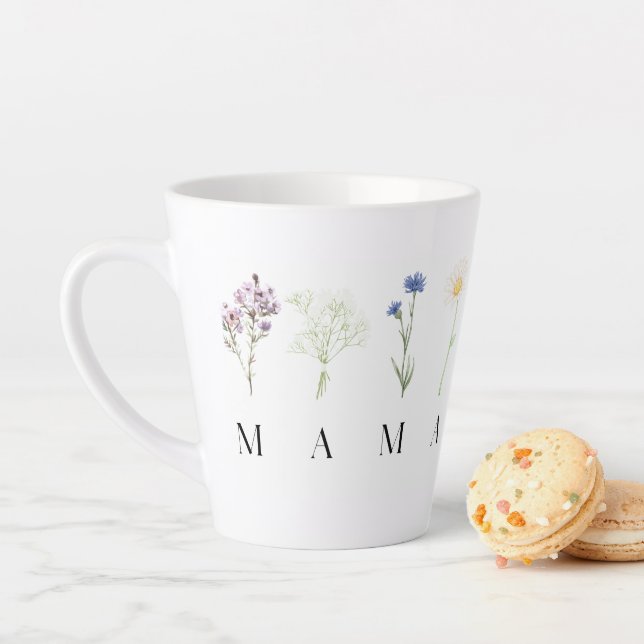 Caneca De Café Latte MAMA Floral Mug – Elegant Mother’s Day Gift (In Situ)