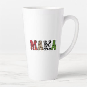 Caneca De Café Latte Mama Natal Xadrez Desenho Padrão
