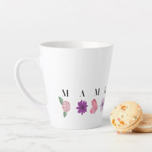 Caneca De Café Latte MAMA Porta-Copos Floral – Presente do Dia das Mães