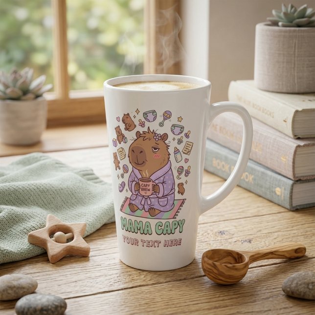 Caneca De Café Latte Mamãe Engraçada Capivara Presente do Dia das Mães  (Criador carregado)