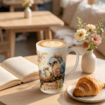 Caneca de Café Latte Mamãe Pássaro