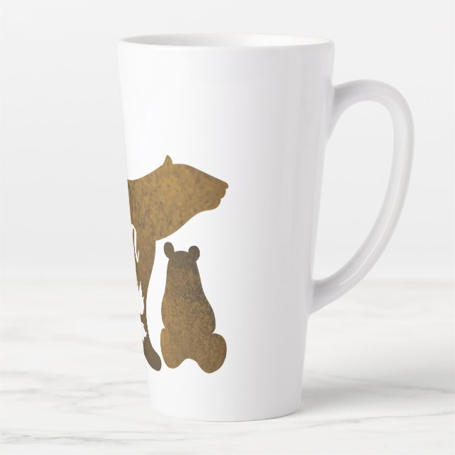 Caneca De Café Latte Mamãe Ursa com 2 Cubs Mãe de Dois (Direita)