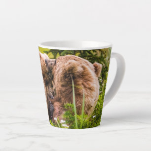 Caneca De Café Latte Mamãe urso cuidando de seus dois filhotes, Lago Cl