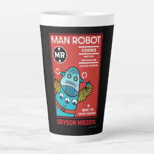 Caneca De Café Latte Man Robot O Homem Perfeito