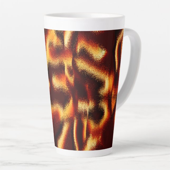 Caneca De Café Latte Manchas vermelhas amarelas parecem imperfeições em (Ângulo direito)