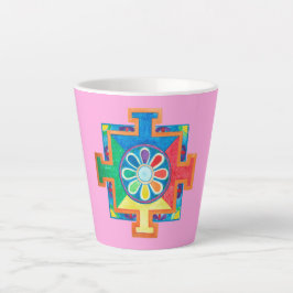Caneca De Café Latte Mandala de Criação de Aquarela