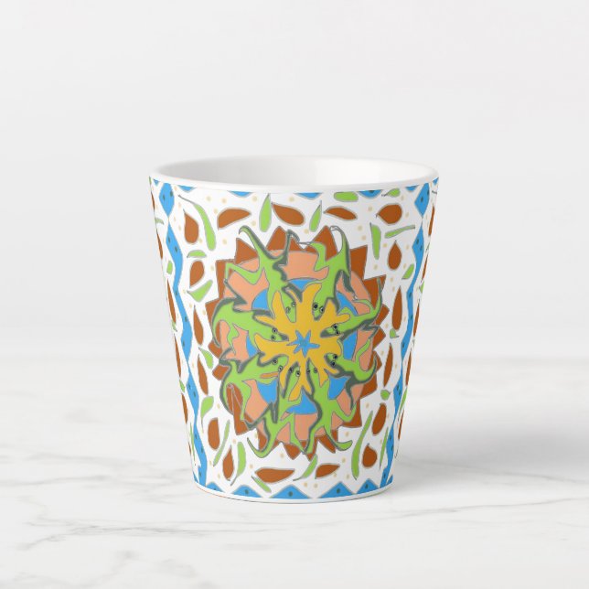Caneca De Café Latte Mandala de Lagarto (Frente)