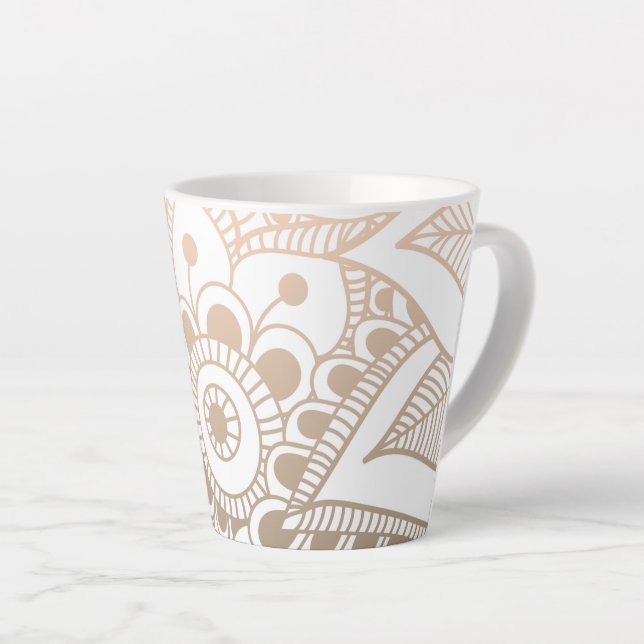 Caneca De Café Latte Mandala de Luxo 41 (Ângulo direito)