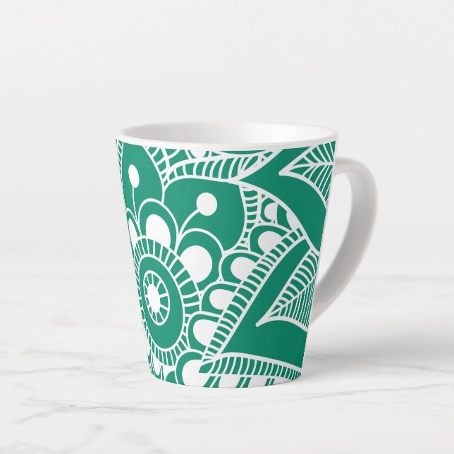 Caneca De Café Latte Mandala de Luxo 48 (Ângulo direito)