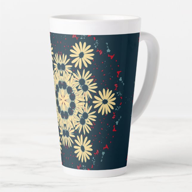 Caneca De Café Latte Mandala dos Sonhos da Margarida (Ângulo direito)