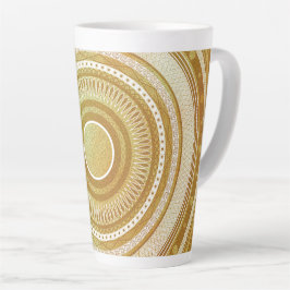 Caneca De Café Latte Mandalá Dourado e Brilhante