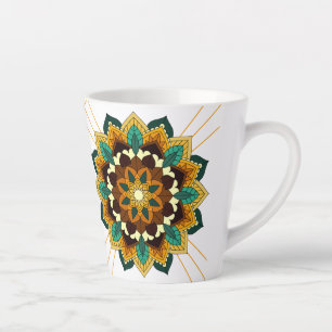 Caneca De Café Latte Mandala Padrão 02 em amarelo e latte mug