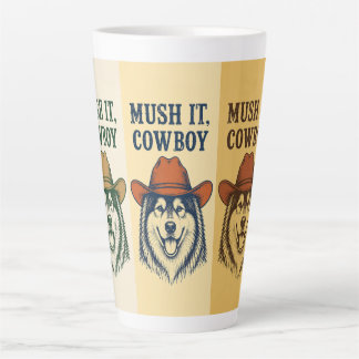 Caneca De Café Latte "Mande Brasa, Cowboy", Malamute do Alasca