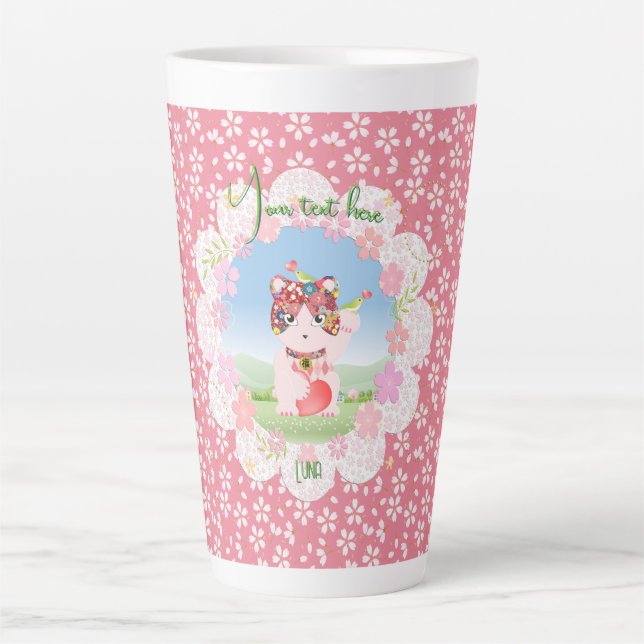 Caneca De Café Latte Maneki Neko Lucky Luna (Frente)