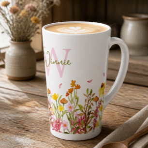 Caneca De Café Latte Mangueira de Flores Selvagens