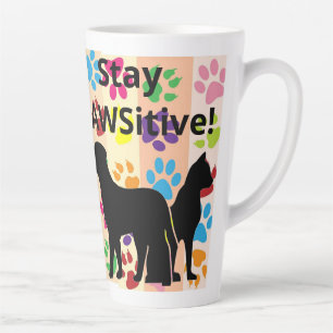 Caneca De Café Latte Mantenha uma silhueta pawsitiva de cão e gato