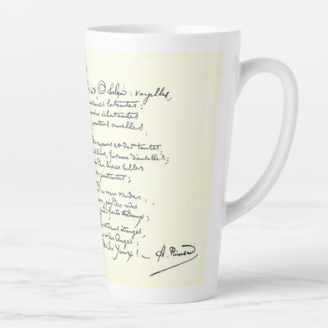 Caneca De Café Latte Manuscrito autógrafo de Voyelles (Rimbaud) (Direita)