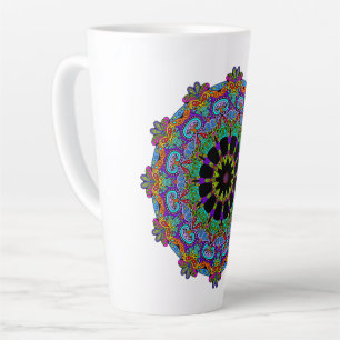 Caneca De Café Latte Manuscrito Mandala Relógio Face 24