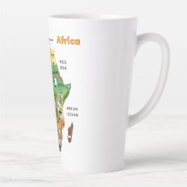 Caneca De Café Latte Mapa africano com bandeiras Latte Mug