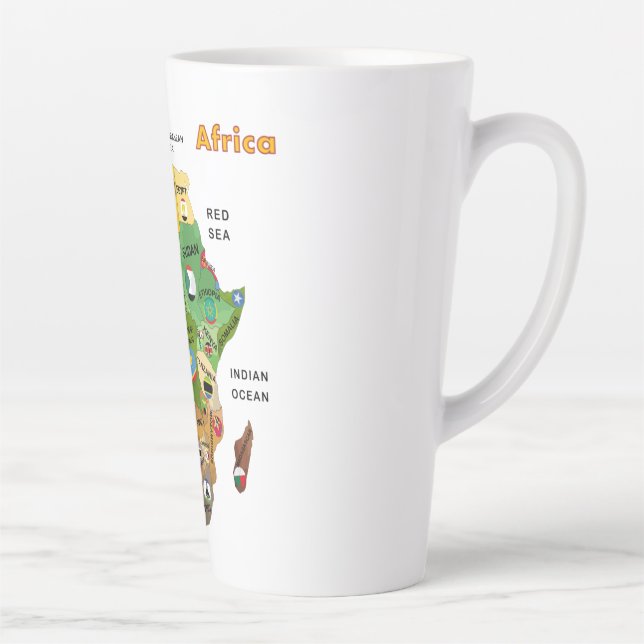 Caneca De Café Latte Mapa africano com bandeiras Latte Mug (Direita)