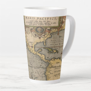 Caneca De Café Latte Mapa Antiquado das Américas Maris Pacifici