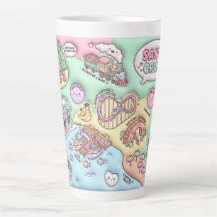 Caneca De Café Latte Mapa Bonito do Bairro de Santa Cruz Califórnia UCS