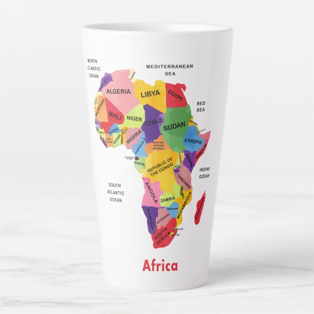 Caneca De Café Latte Mapa da África (Frente)