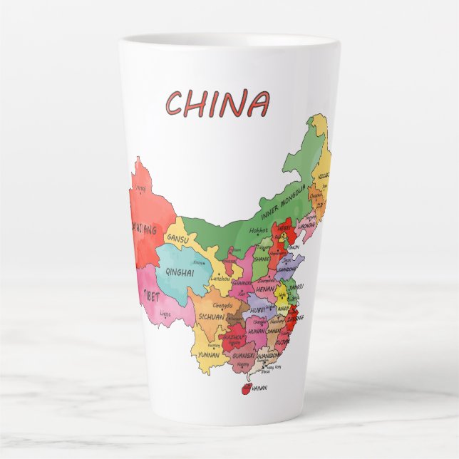 Caneca De Café Latte Mapa da China (Frente)
