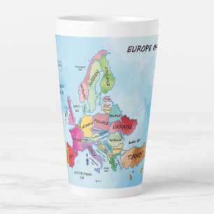 Caneca De Café Latte Mapa da Europa