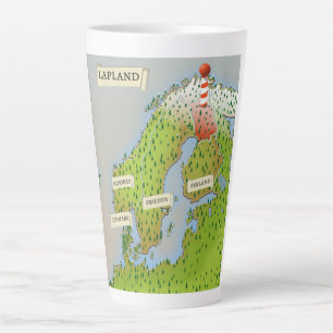 Caneca De Café Latte Mapa da Lapônia