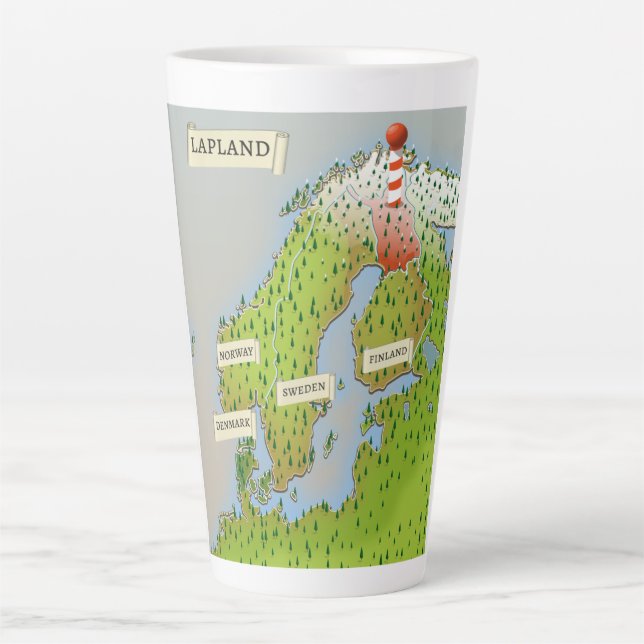 Caneca De Café Latte Mapa da Lapônia (Frente)