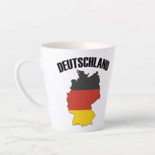 Caneca De Café Latte Mapa de alemanhas - Bandeira Alemã - Viagem da Ale