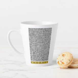 Caneca De Café Latte Mapa de Madrid