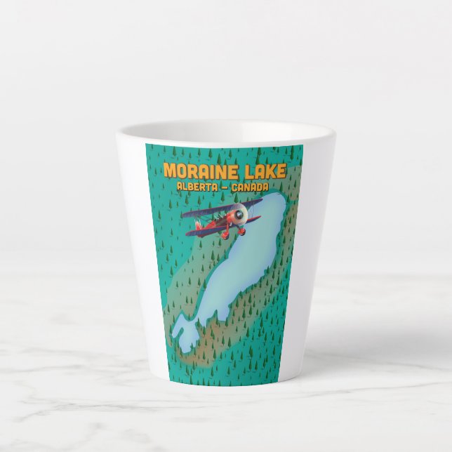 Caneca De Café Latte Mapa do lago Moraine Alberta Canadá (Frente)