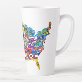 Caneca De Café Latte Mapa dos EUA