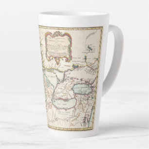 Caneca De Café Latte Mapa dos Excelentes franceses do Vintage