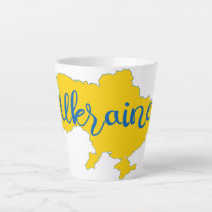 Caneca De Café Latte Mapa e cartazes ucranianos